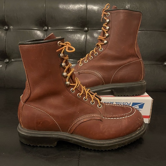 Red Wing Shoes Brown Leather Lace-Up Work Boots